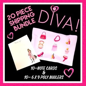 20 piece fashion diva Shipping bundle & 6” X 9”poly mailers & note cards